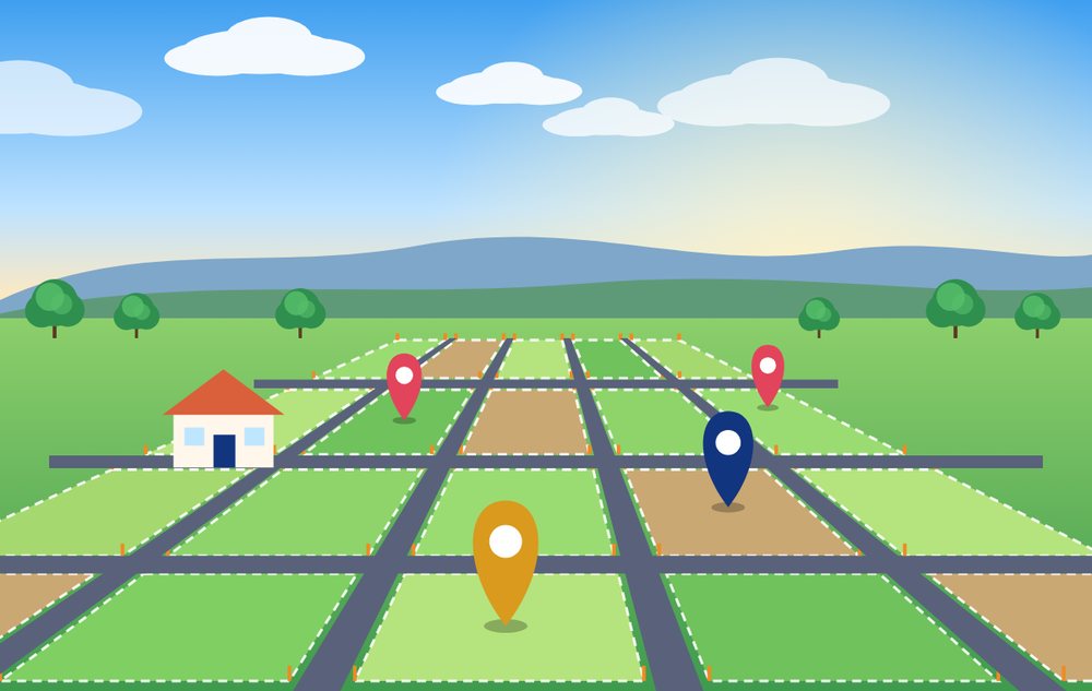 Illustration of marked plots of land